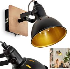 Vägglampa Tina – Justerbar Retro i Metall och Trä