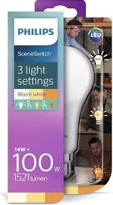 Philips LED SceneSwitch Varm Vit Glödlampa B22 14W
