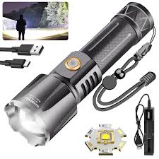 Extremt Stark LED Ficklampa 12000 Lumen med USB